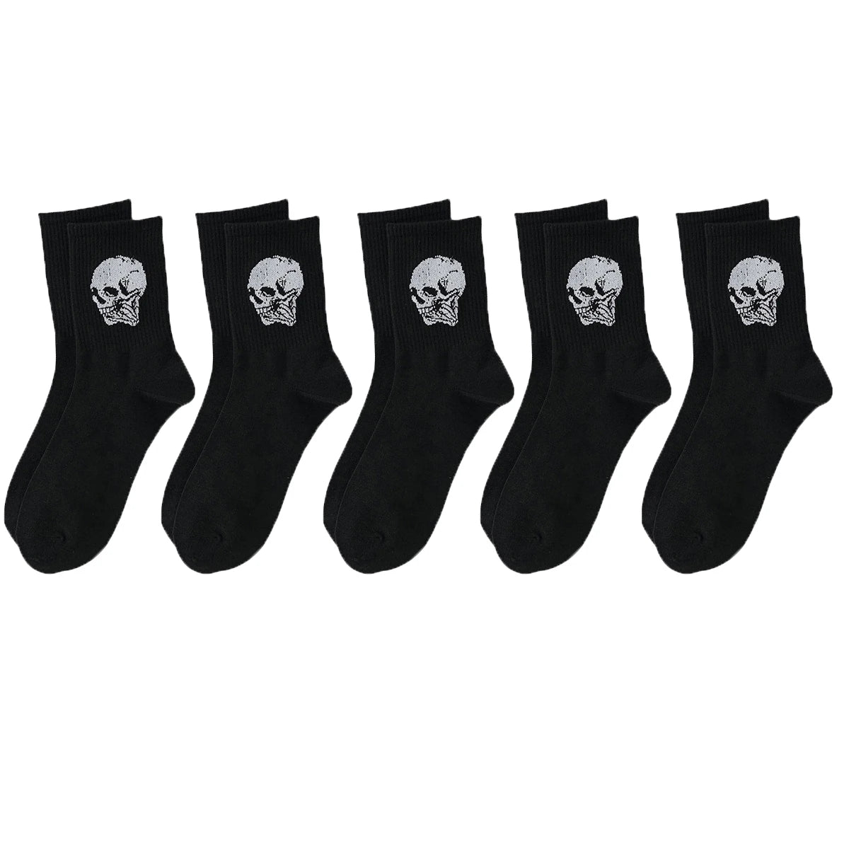 Men Polyester Elastane Skull Pattern Crew Socks - 11