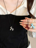 Enamel Horse Pendant Rope Necklace