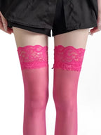 Black Lace Thigh High Stockings Silicone Non Slip Nylon