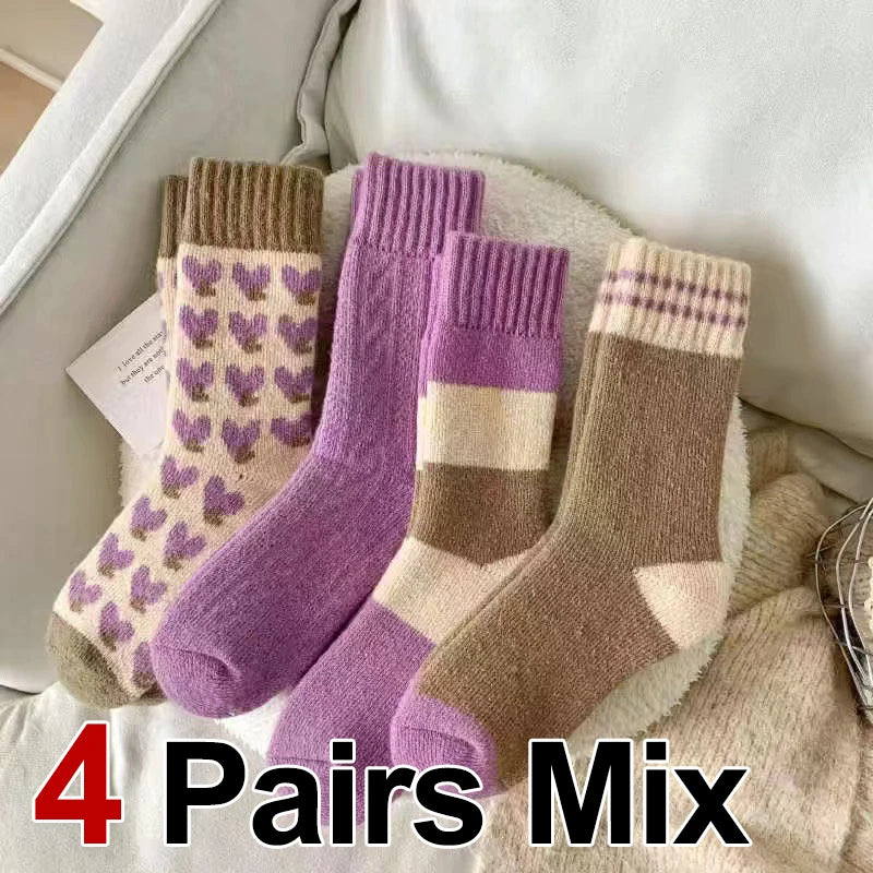 Thick Striped Plush Winter Socks for Women