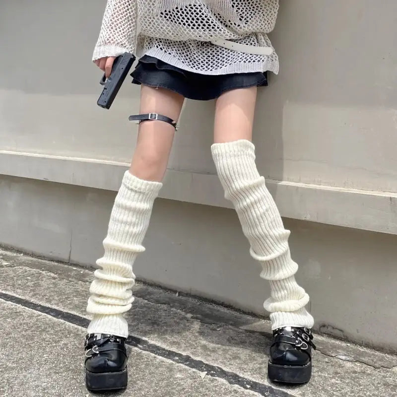 Knitted Cotton Blend Leg Warmers