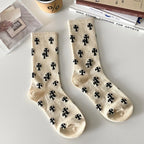 Cotton Cross Pattern Unisex Mid Tube Casual Socks