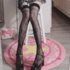 Heart Pattern Fishnet Over The Knee Stockings