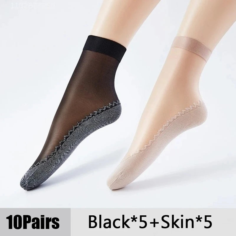 Womens Polyester Nylon Anti Slip Casual Socks