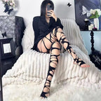 Nylon Fishnet Cutout Leggings For Women