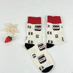 Cotton Blend Nutella Jar Pattern Mid Calf Socks