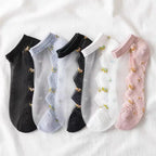 Polyester Elastane Floral Ankle Socks