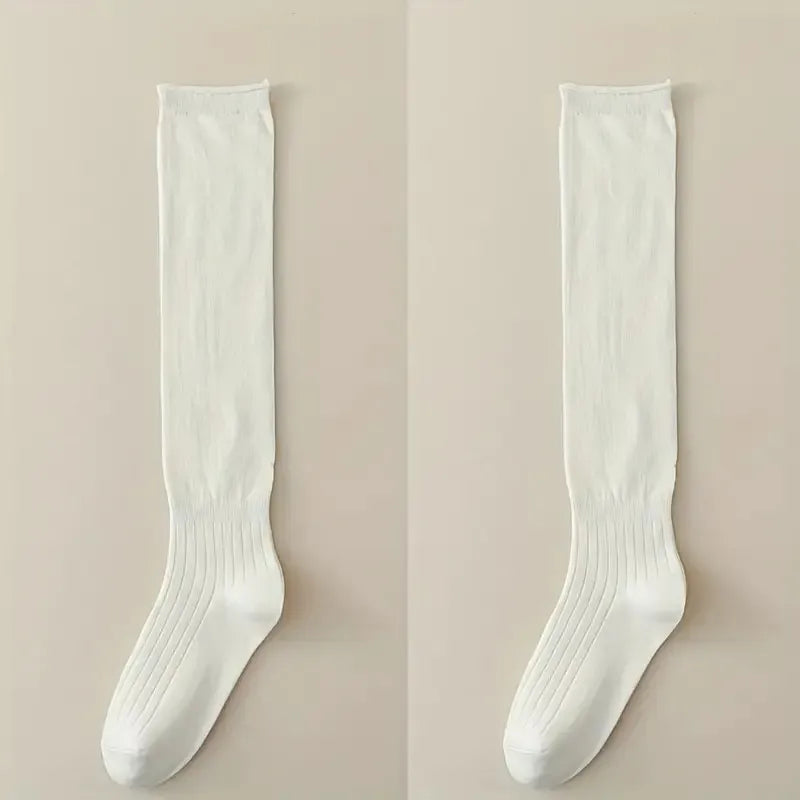Ribbed Polyester Spandex Calf Socks