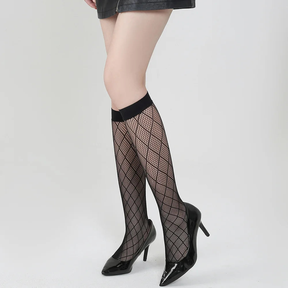 Nylon Mesh Fishnet Knee High Socks - 20