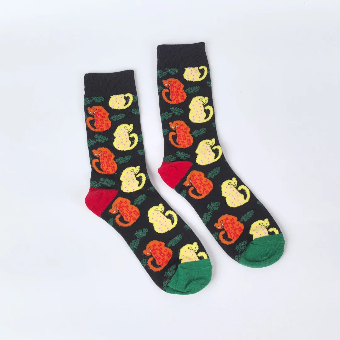 Polyester Elastane Animal Print Mid Calf Socks