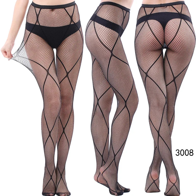 Nylon Spandex Jacquard Patterned Fishnet Pantyhose Tights
