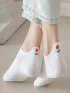 Polyester Blend Floral Print Low Cut Ankle Socks 5 Pack