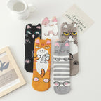 Polyester Elastane Animal Pattern Crew Socks Five Pairs