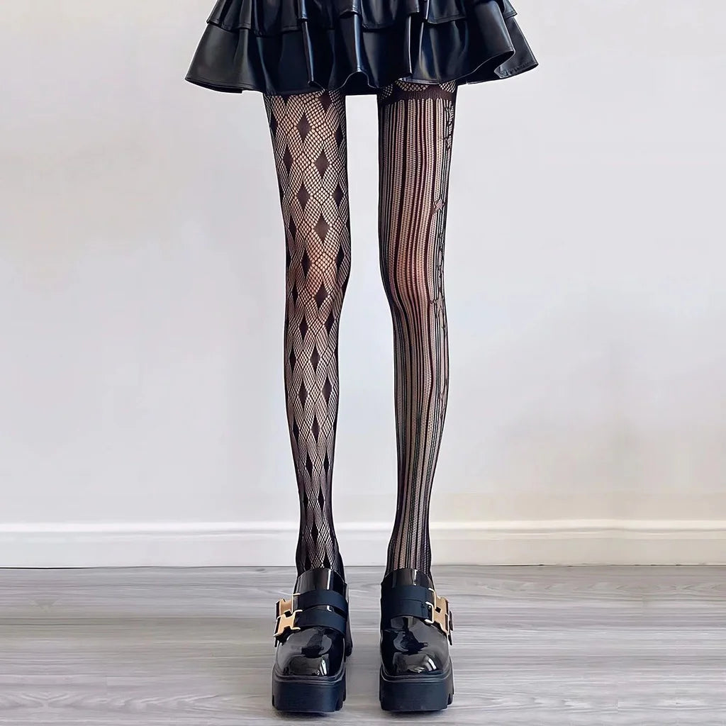 Nylon Mesh Ripped Fishnet Stockings