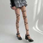 Nylon Cross Strap Ballet Style Pantyhose Tights