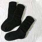 Polyester Elastane Pleated Mid Length Women Casual Socks