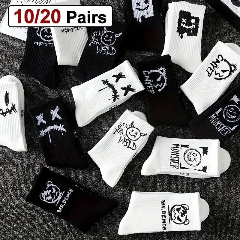 Polyester Elastane Graffiti Crew Socks