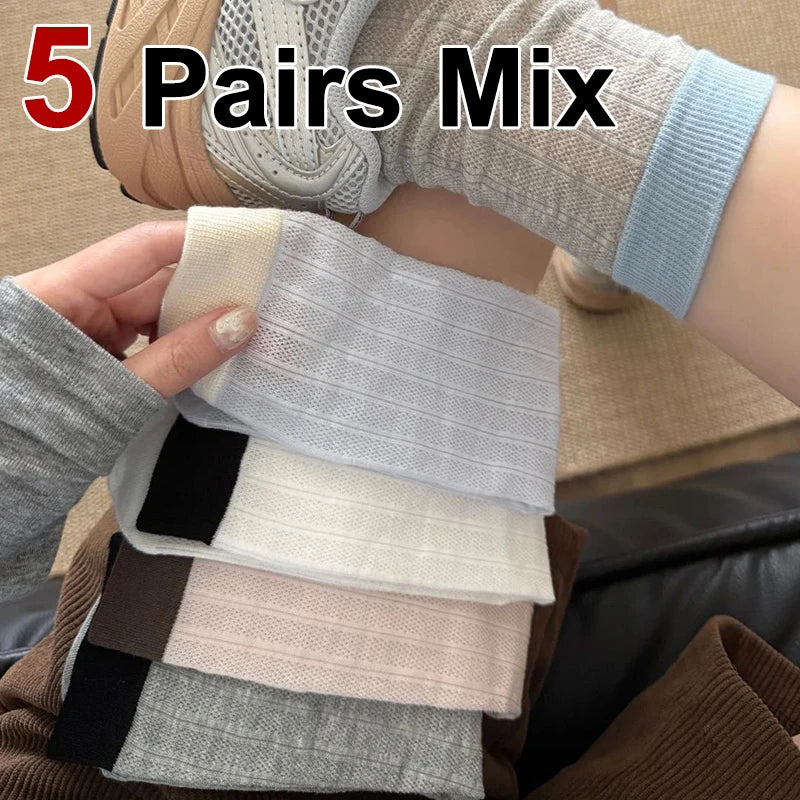 Polyester Mesh Breathable Mid Tube Socks - 10