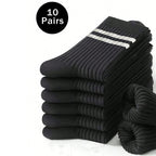 Polyester Blend Mens Crew Socks Mid Tube Casual Wear