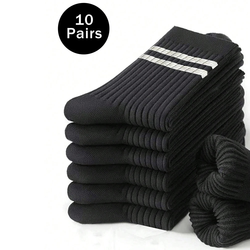 Polyester Blend Mens Crew Socks Mid Tube Casual Wear