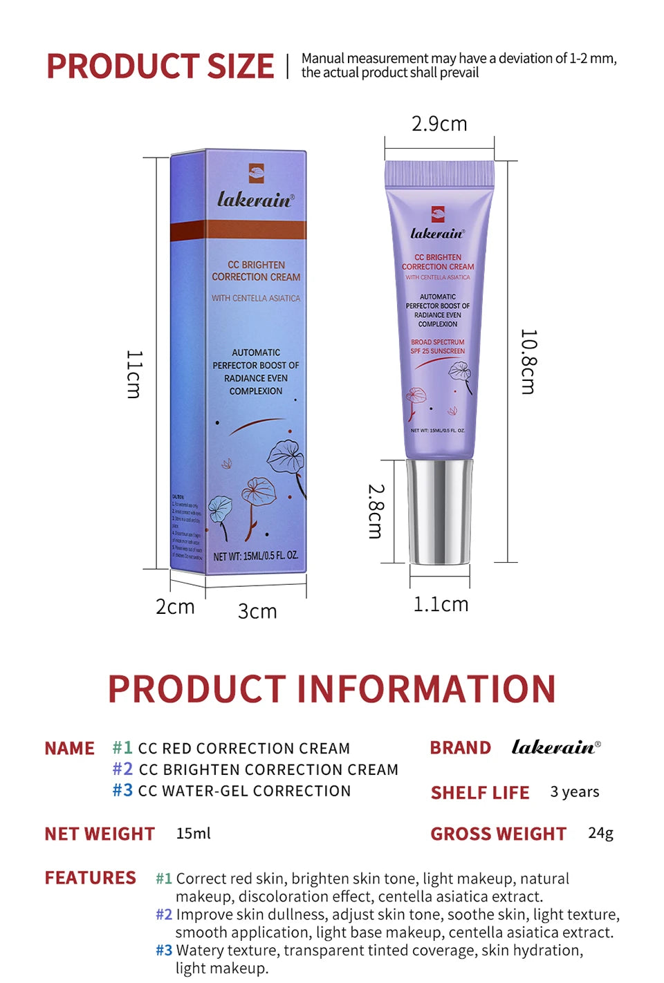 Color Correcting CC Cream Foundation Face Base - 14