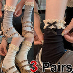 Lace Bow Mid Tube Cotton Blend Casual Socks