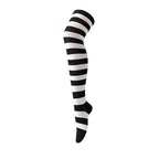 Striped Nylon Polyester Over Knee High Stockings