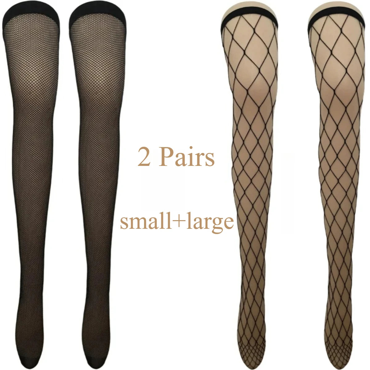 Nylon Elastane Fishnet Thigh High Stockings - 17