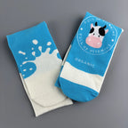 Cotton Blend Milk Cow Print Mid Calf Socks