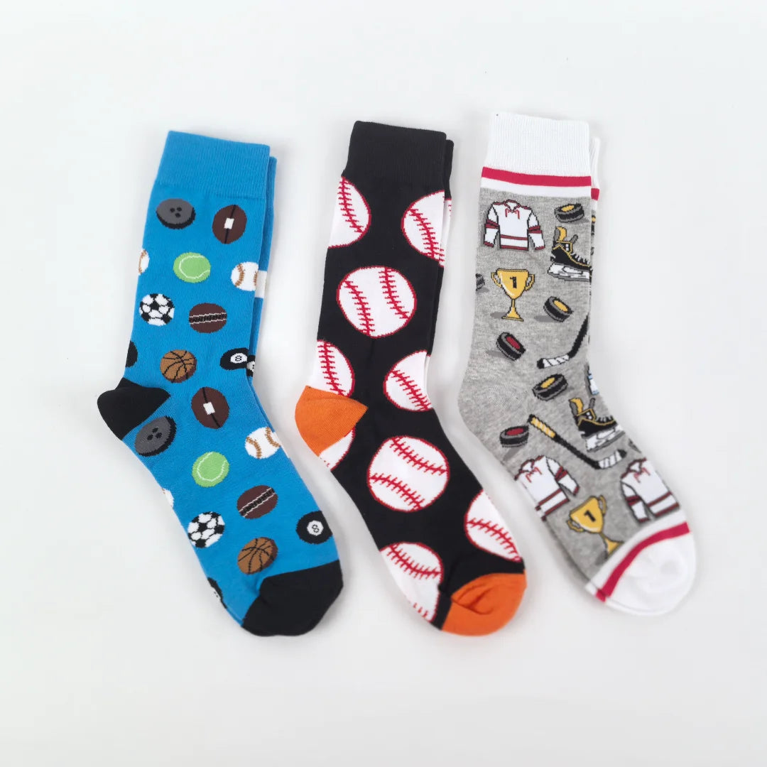 Polyester Blend Sports Pattern Mid Calf Socks - 2