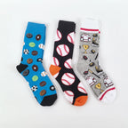 Polyester Blend Sports Pattern Mid Calf Socks
