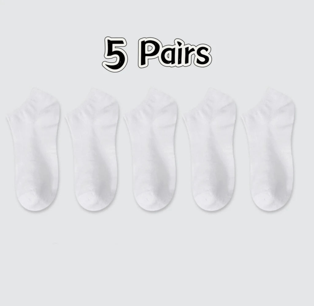 Polyester Nylon Ankle Socks Five Pack - 23