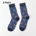 Cotton Blend Otter Print Unisex Mid Calf Socks