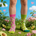 Cotton Blend Avocado Pattern Crew Socks