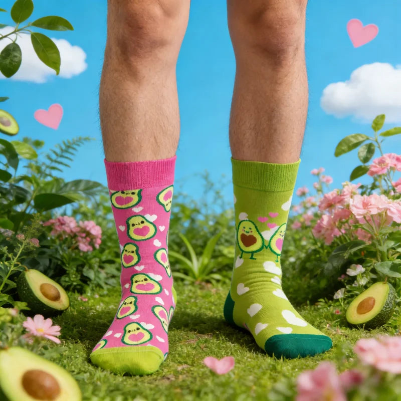 Cotton Blend Avocado Pattern Crew Socks