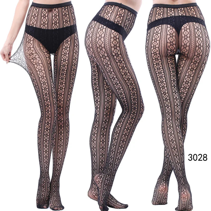 Nylon Spandex Jacquard Patterned Fishnet Pantyhose Tights