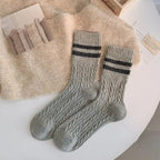 Polyester Elastane Striped Mid Tube Socks
