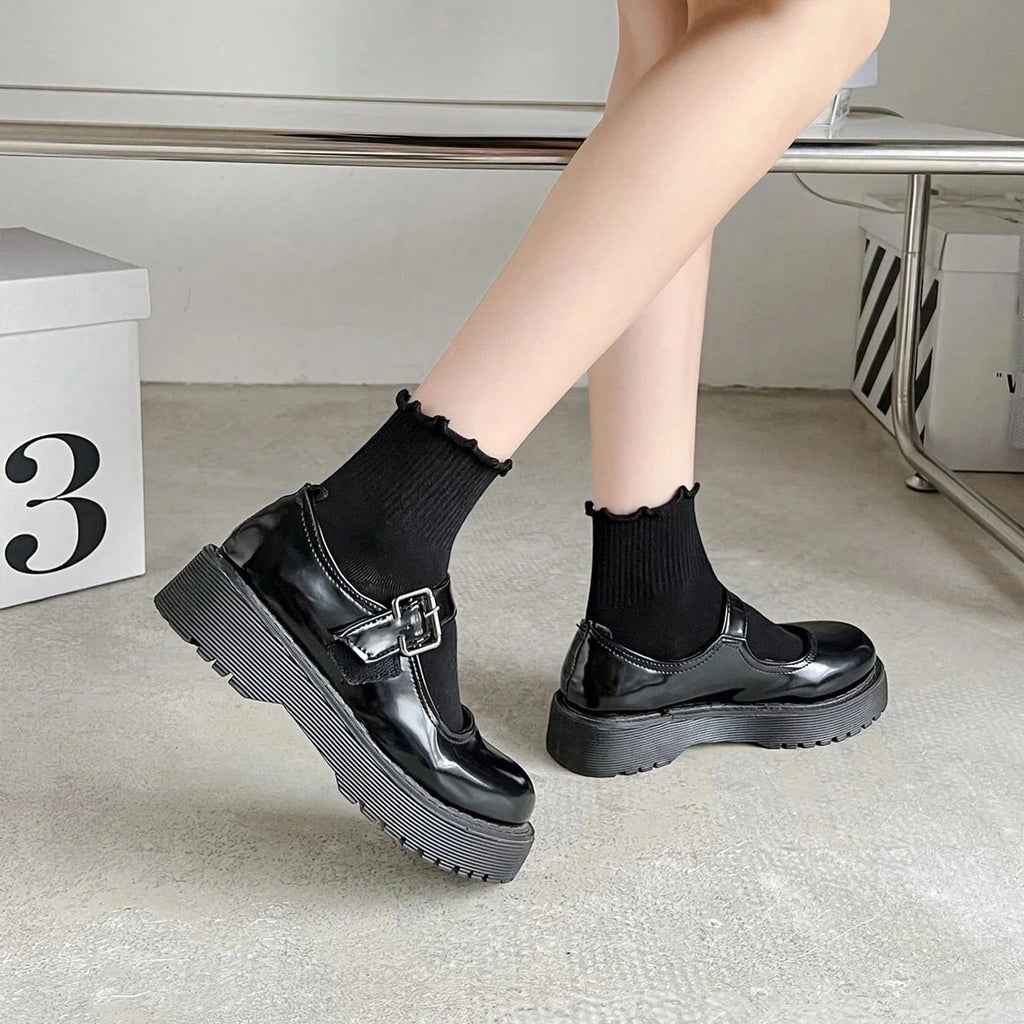 Polyester Elastane Ruffle Crew Socks Set