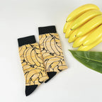 Cotton Blend Banana Print Mid Calf Socks