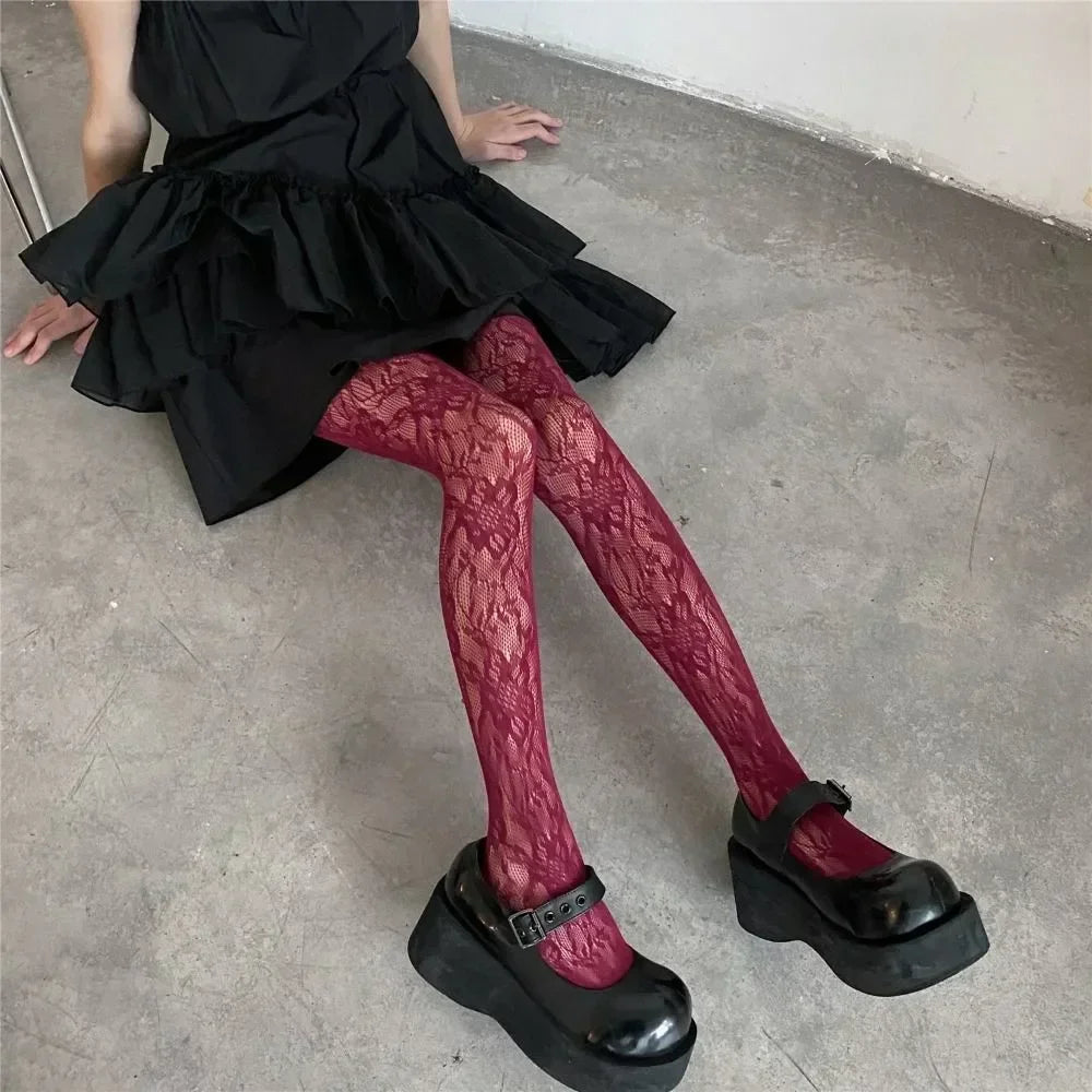 Floral Pattern Nylon Pantyhose Tights