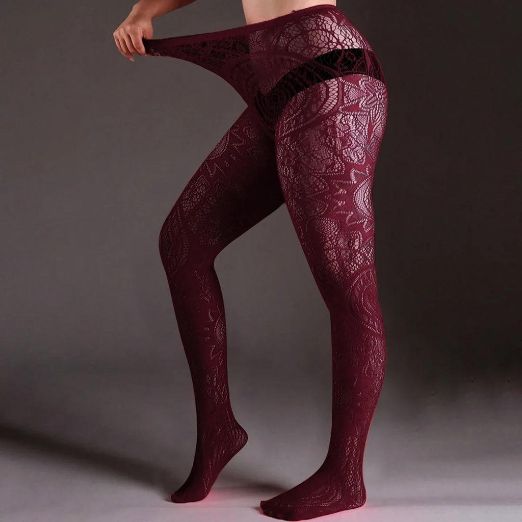 Geometric Lace Pattern Nylon Pantyhose