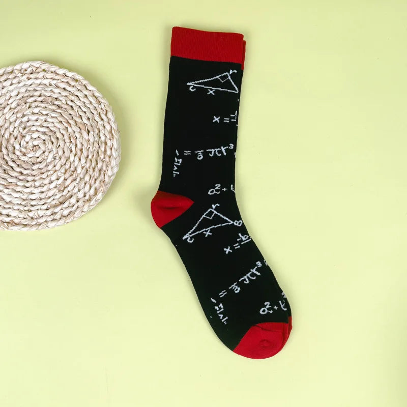 Polyester Elastane Science Math Print Crew Socks - 2
