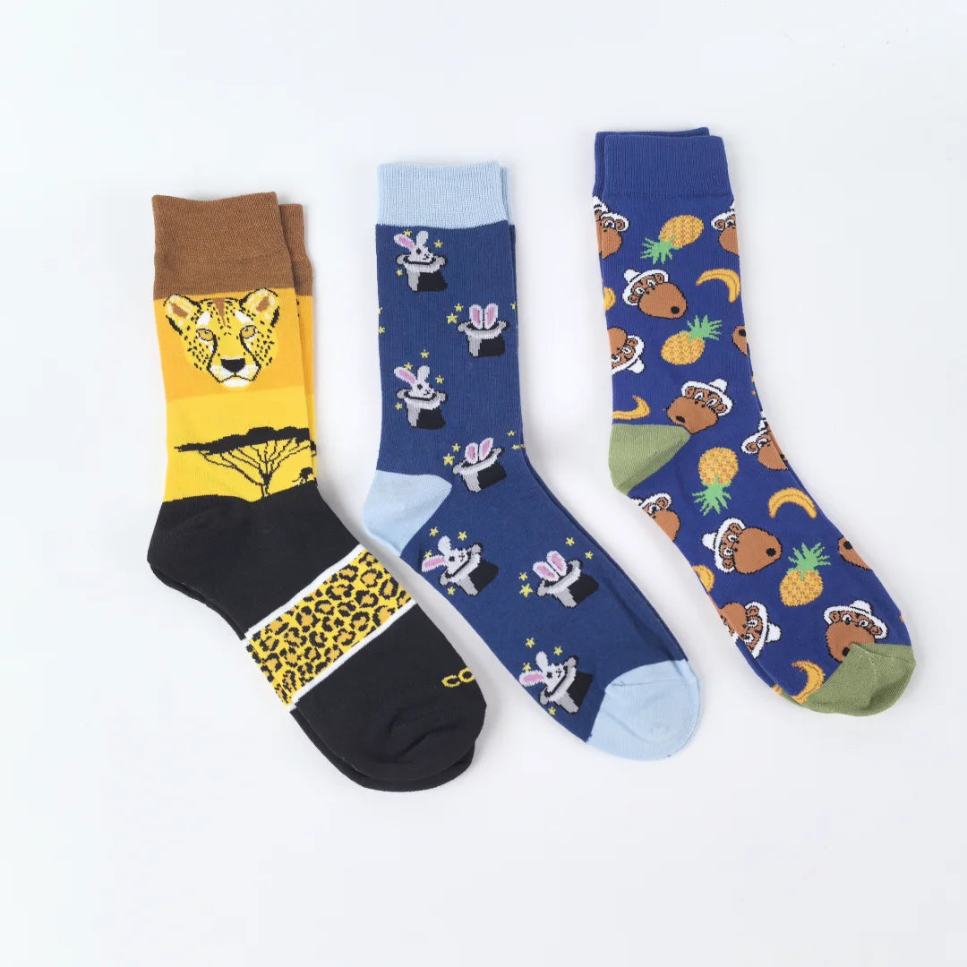 Polyester Animal Pattern Mid Calf Men Socks - 1