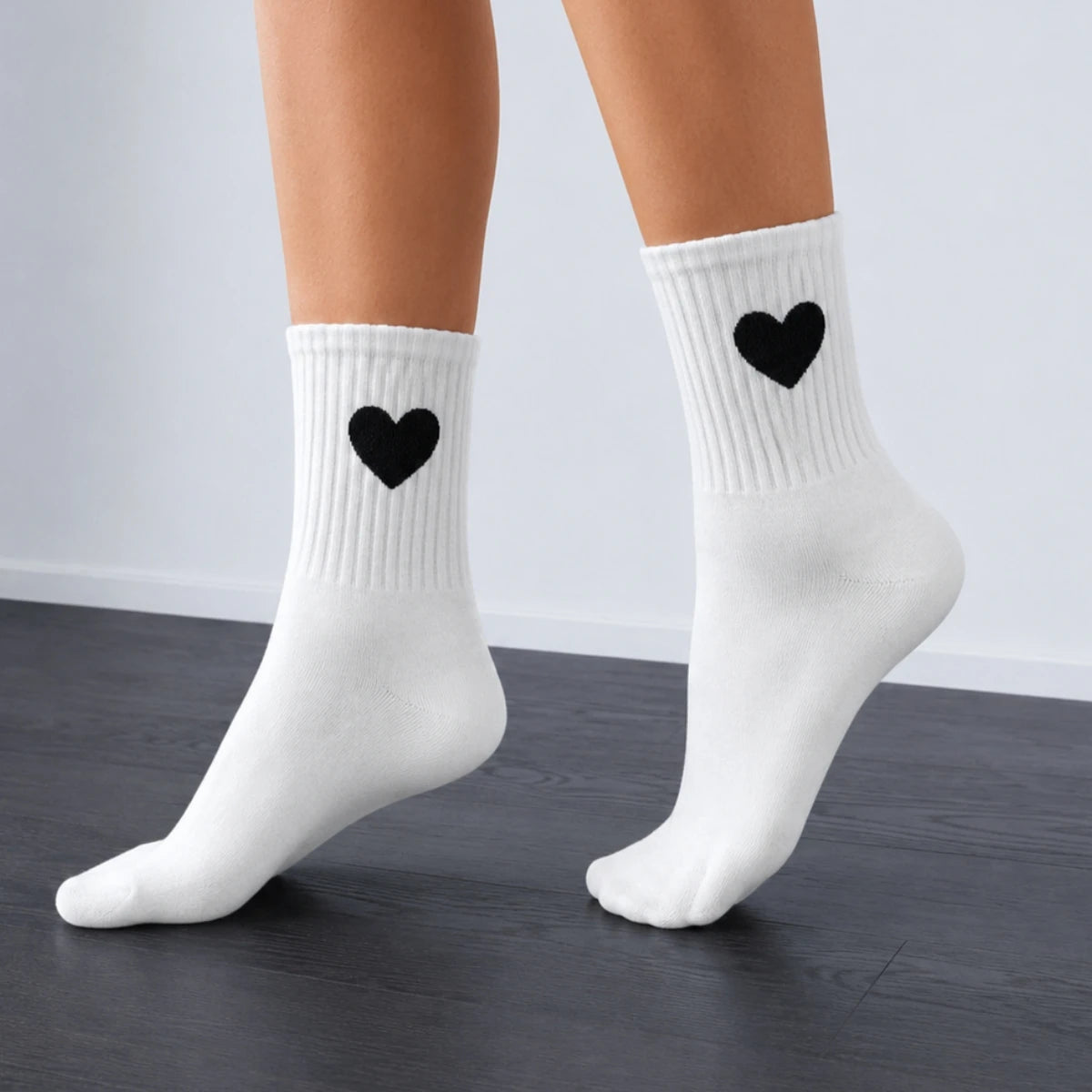 Polyester Elastane Heart Pattern Casual Crew Socks 5 Pack - 4