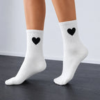 Polyester Elastane Heart Pattern Casual Crew Socks 5 Pack