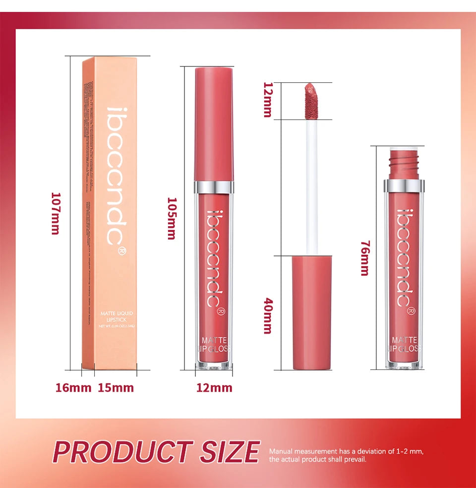 Matte Velvet Liquid Lipstick Waterproof Long Lasting Lip Glaze