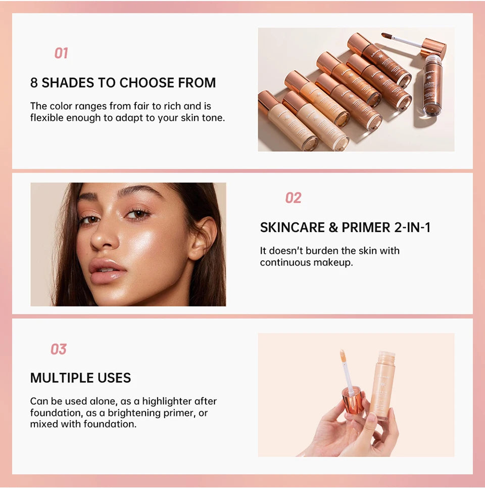 Liquid Face Highlighter Makeup Glow Serum - 8