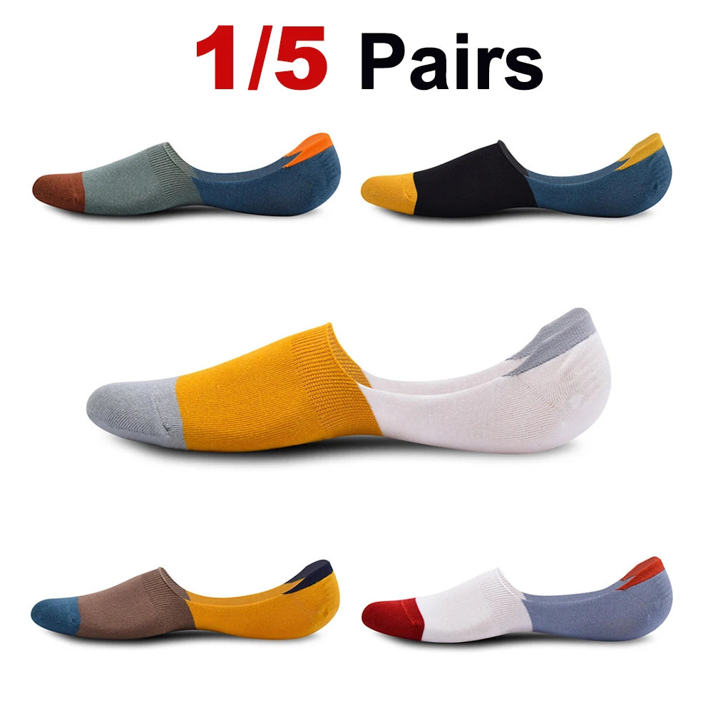 Mens Cotton Low Cut Anti Slip Invisible Socks