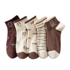 Polyester Blend Casual Cartoon Ankle Socks 5 Pack