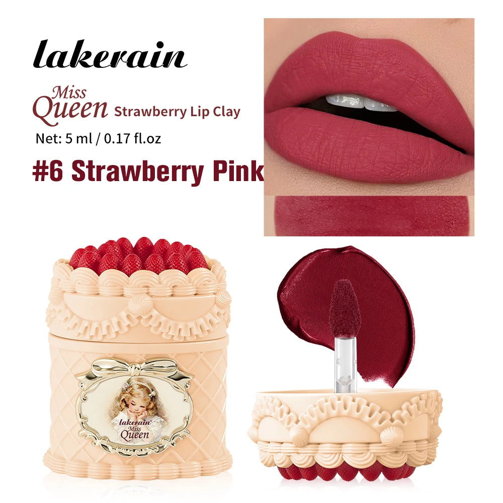 Strawberry Matte Lip Clay Velvet Cream Lipstick